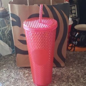 STARBUCKS 2019 Neon Pink Studded Cold Tumbler